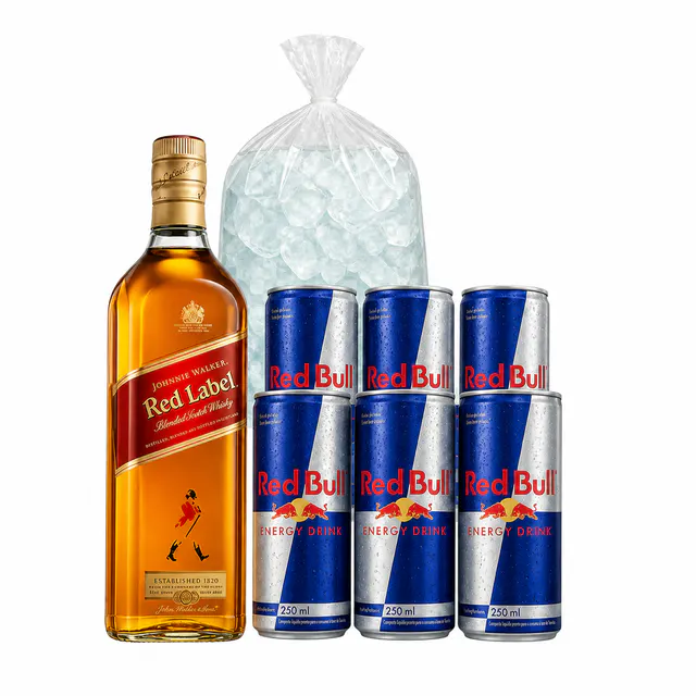 Combo Red Label (Whisky Red Label 1L + 6 Red Bull 250ml + Gelo)
