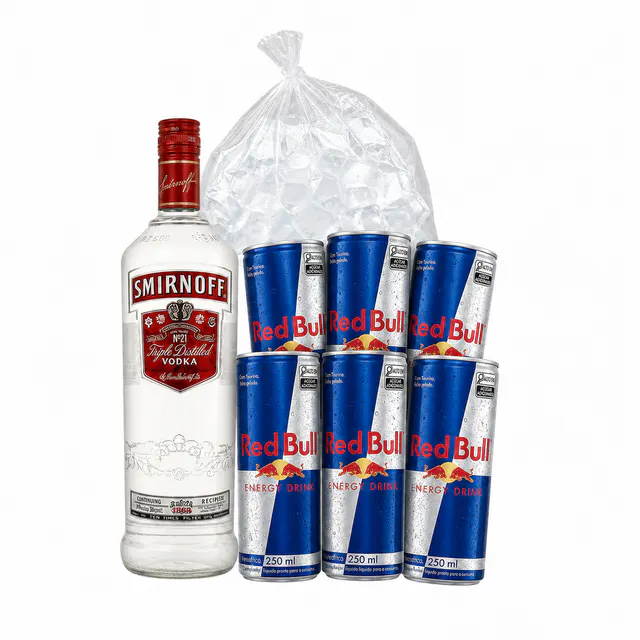 Combo Esquenta Smirnoff (1 Vodka Smirnoff + 6 Red Bull + Gelo)